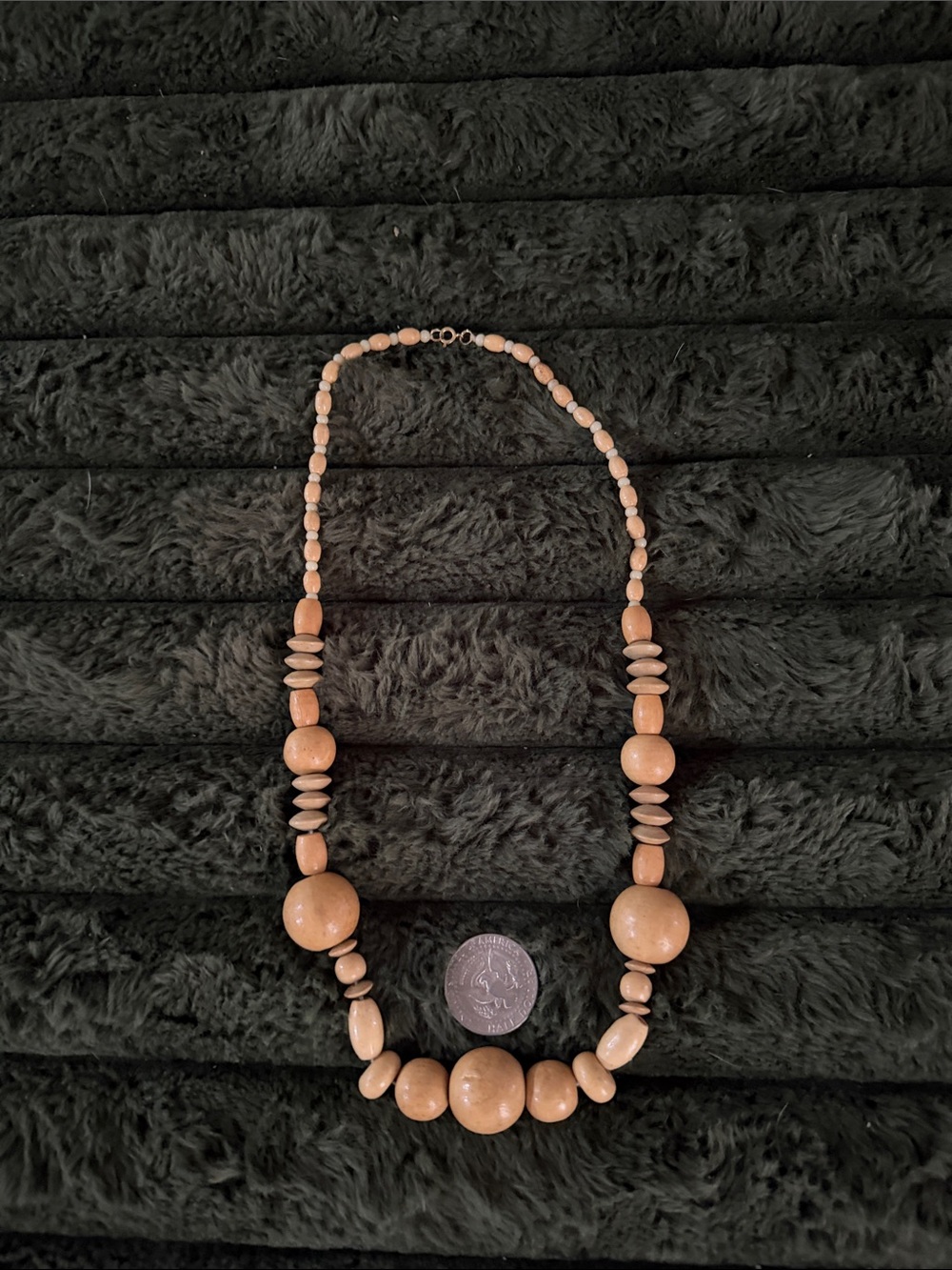 Beaded Wooden Statement Necklace in Light Tan